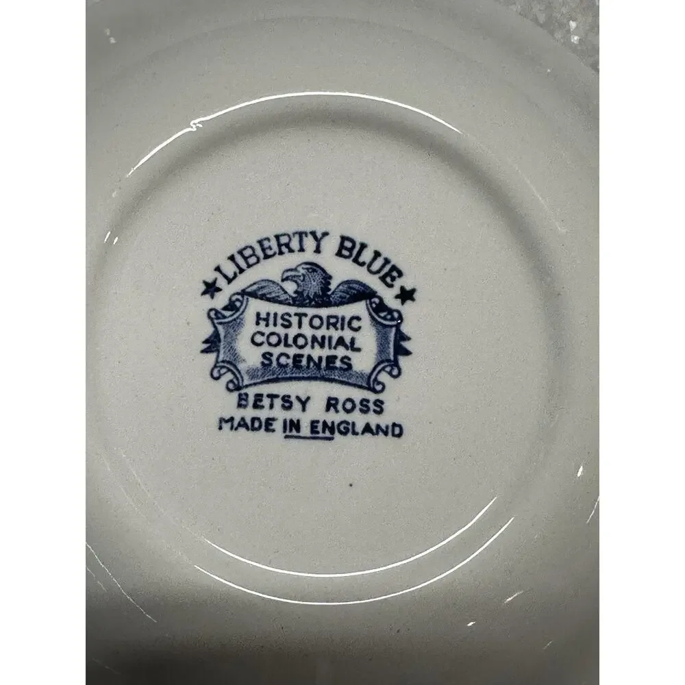 Vintage Blue White Colonial Scenes Bowl 5